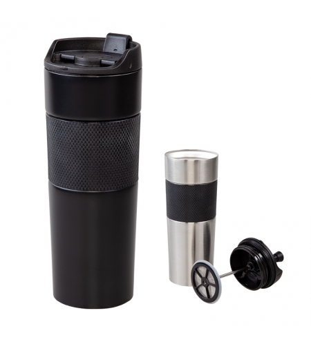 5312 Siyah  French Press Çelik Termos / 450 Ml