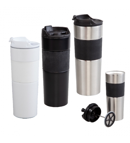 5312 Siyah  French Press Çelik Termos / 450 Ml